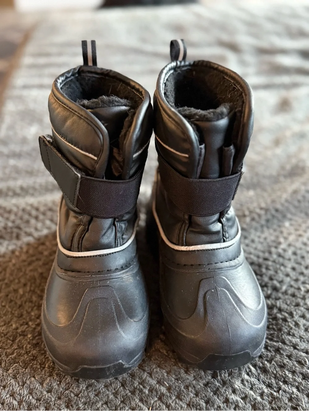 Kids Black Winter Snow Boots - Cozy Insulated Toddler Boots